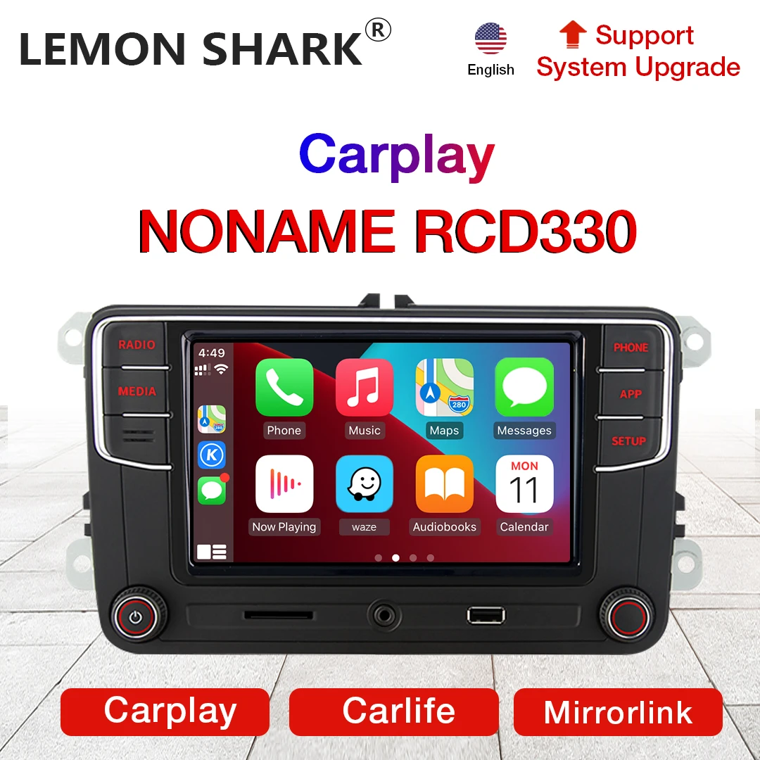 LEMON SHARK RCD330 NONAME 자동차 라디오, 스크린 포함, 오리지널 카플레이 미러링크 오토라디오, 폭스바겐