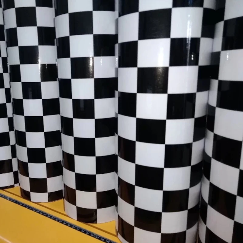Black White Checkered Flag Vinyl Wrap Sticker-9