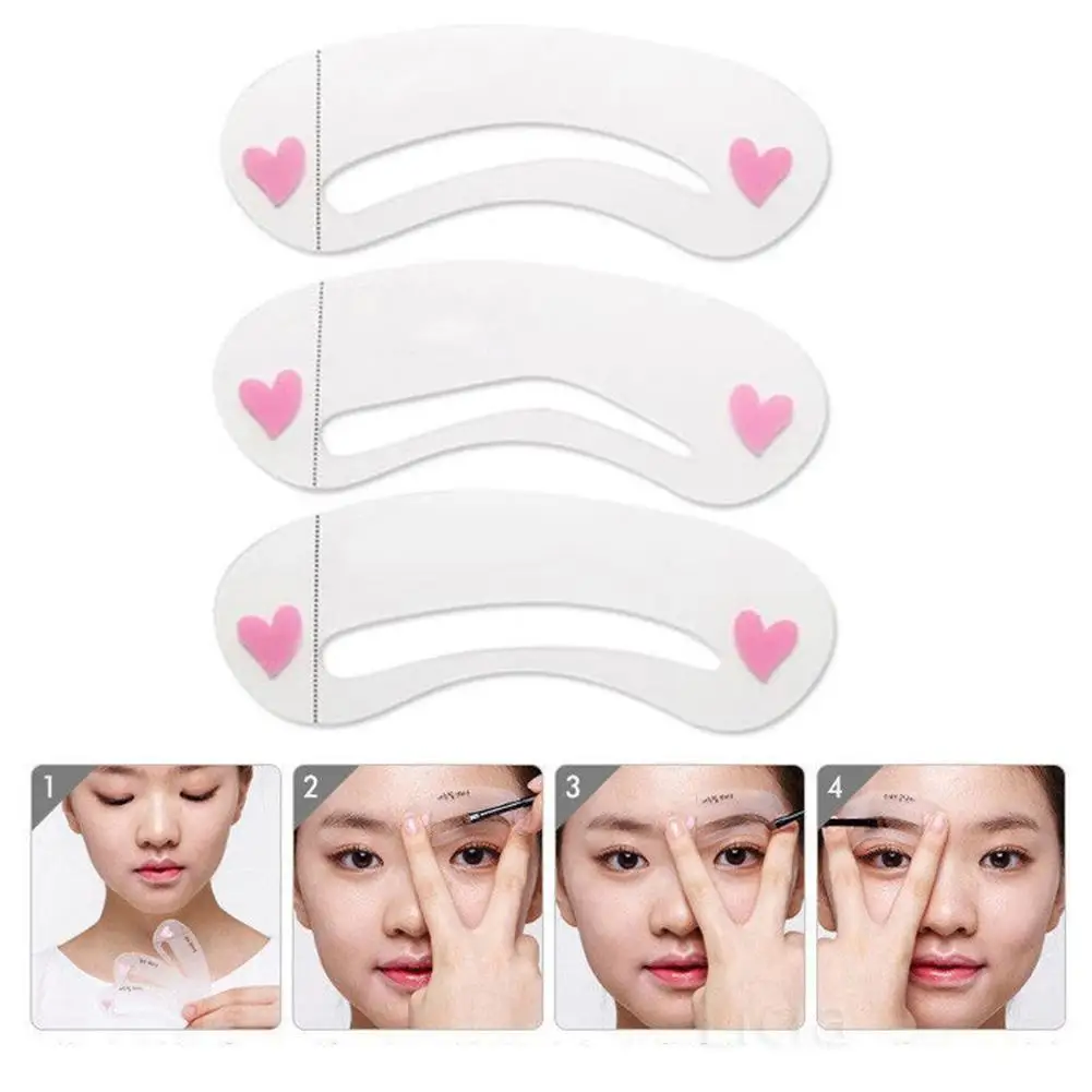 

3 Pcs Reusable New Eyebrow Template Stencil Tool Makeup Eye Brow Template Shaper Make Up Tool Eye Brow Guide Template DIY Beauty