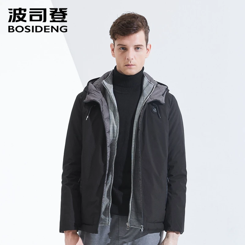 Bosideng легкий пуховик мужской короткий Повседневный двухсторонний с капюшоном пуховик водонепроницаемая верхняя одежда B80131115