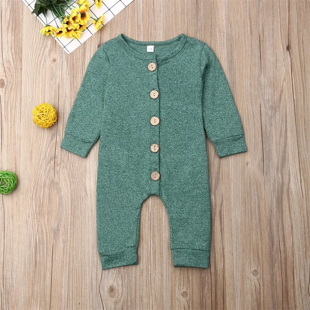 US $5.28 Pudcoco Newborn Baby Boy Girl Clothes Solid Color Cotton Button Romper Jumpsuit One-Piece Outfit Pl