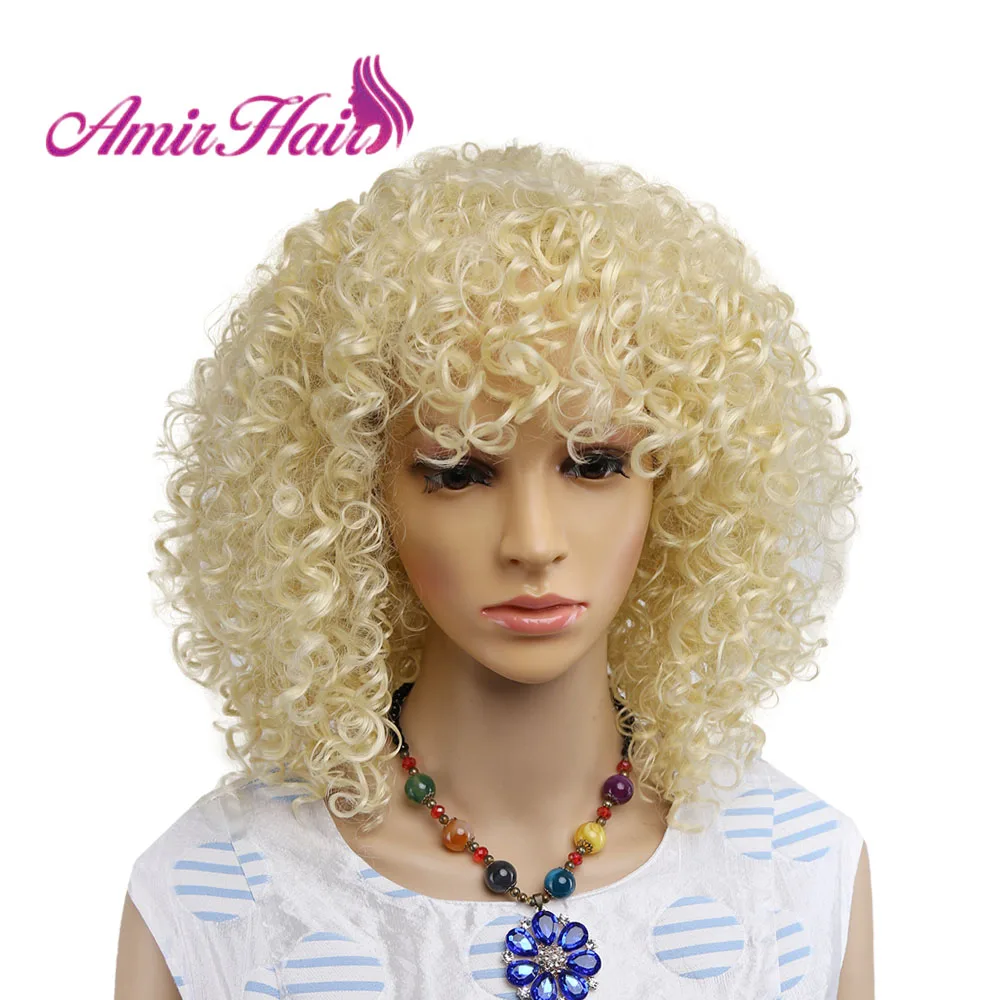 Amir Afro Kinky Curly Blonde Synthetic Wigs For African American