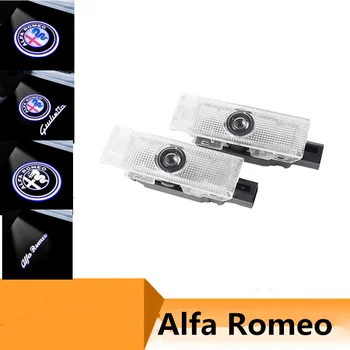 

auto bailunte 2Pcs LED Car Door Welcome Light Logo Projector for Alfa Romeo Giulia Giulietta Mito Stelvio Brera 156 159