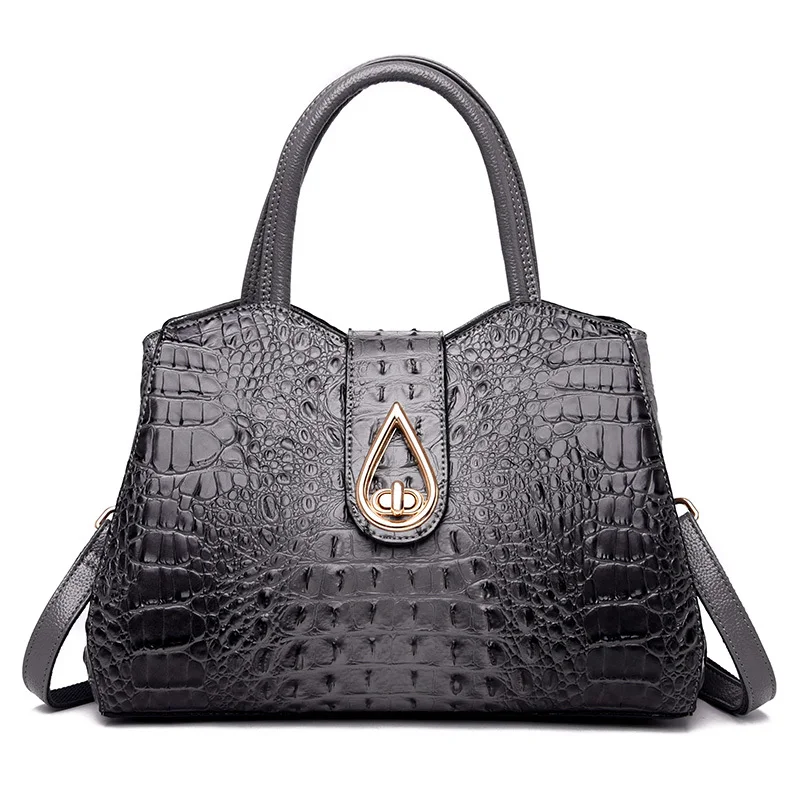Gykaeo, роскошные сумки, женские сумки, дизайнерские, модные, с узором «крокодиловая кожа», сумка-тоут, для девушек, большая емкость, сумки на плечо, Bolsa Feminina - Цвет: Серый