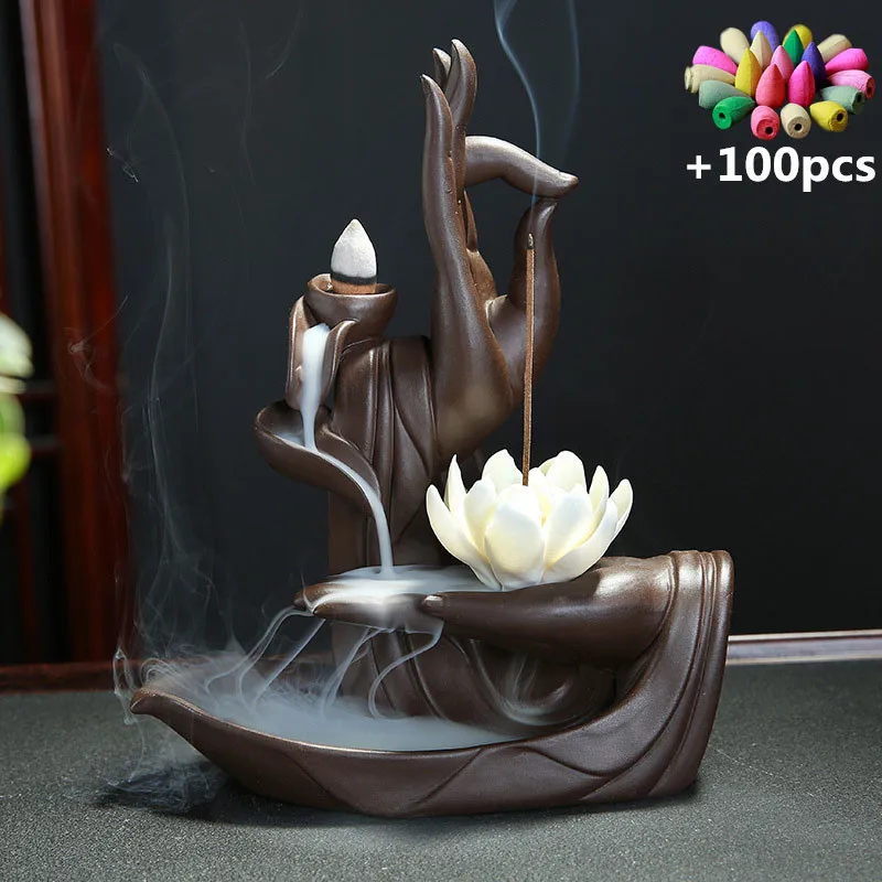 

Backflow Incense Cones Bigger Tower Incense Burner Incense Stick Holder Lotus Incense Censer The Little Monk Burner