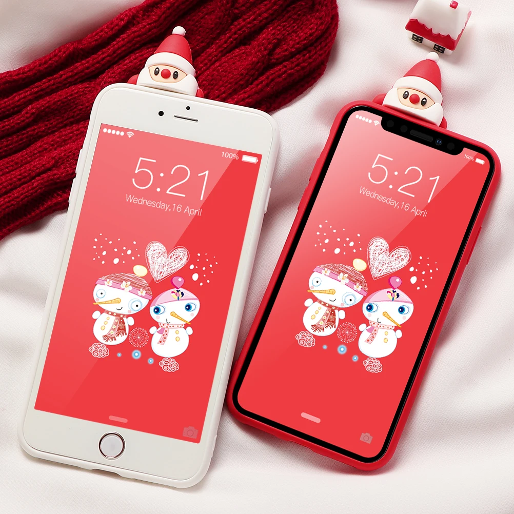 Новогодний роскошный чехол с 3D изображением Санта Клауса, рождественского оленя, белого медведя для iPhone 8, 7, 6, 6S Plus, X, XR, XS, 11 Pro, чехол из ТПУ с рождественским рисунком