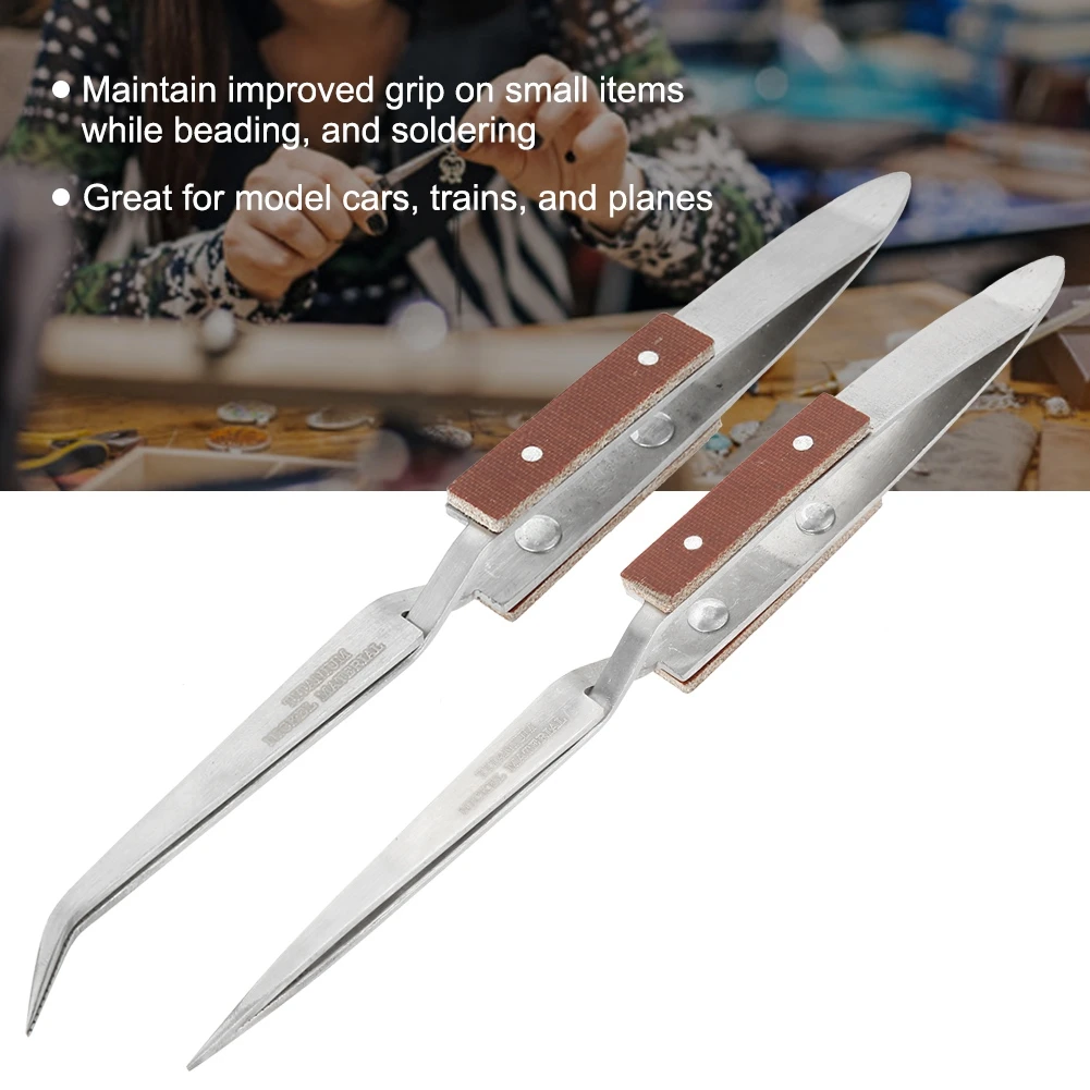 Self Locking Stainless Steel Tweezers 9 Pcs Set Fiber Grip Heat Resistant  Cross Locking Soldering Jewelry Making Watch Repair Welding 