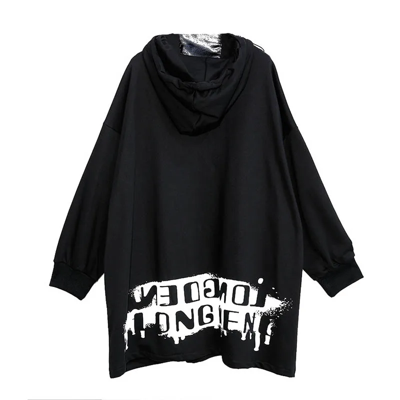 XITAO Patchwork Print Pattern Irregular Hoodie