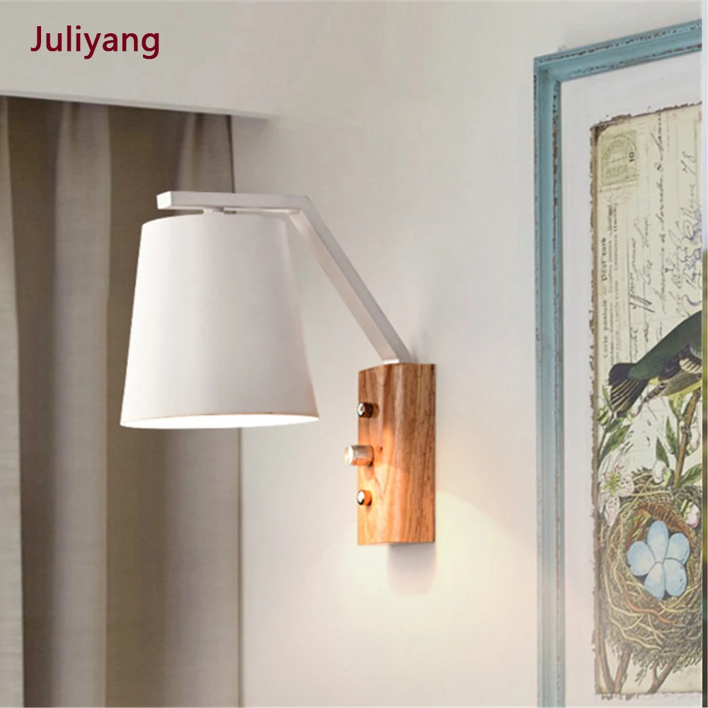 

Bedroom lamp simple modern wall light creative wood art wall lamp bedside balcony aisle study reading wall sconce