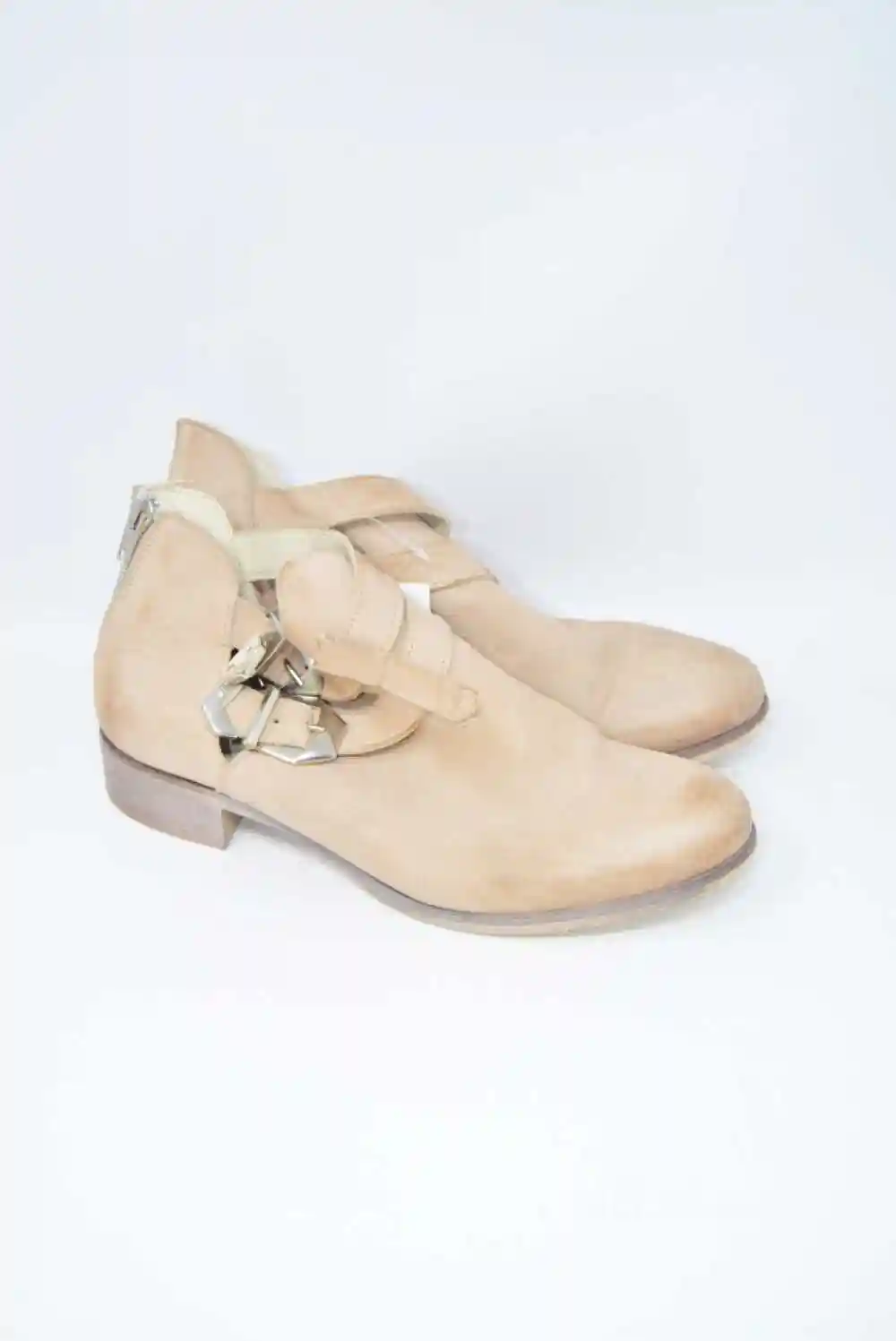 Botines de piel auténtica para mujer, botines bajos, color Beige, hechos en  Italia N ° 40|Zapatos planos de mujer| - AliExpress
