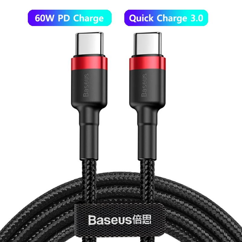 Baseus USB Type C To USB Type C Cable 5A 60W/100W PD Quick Charge 4.0 Type-c Cable For Samsung Xiaomi Redmi Note 10 Pro Macbook android charger type c Cables