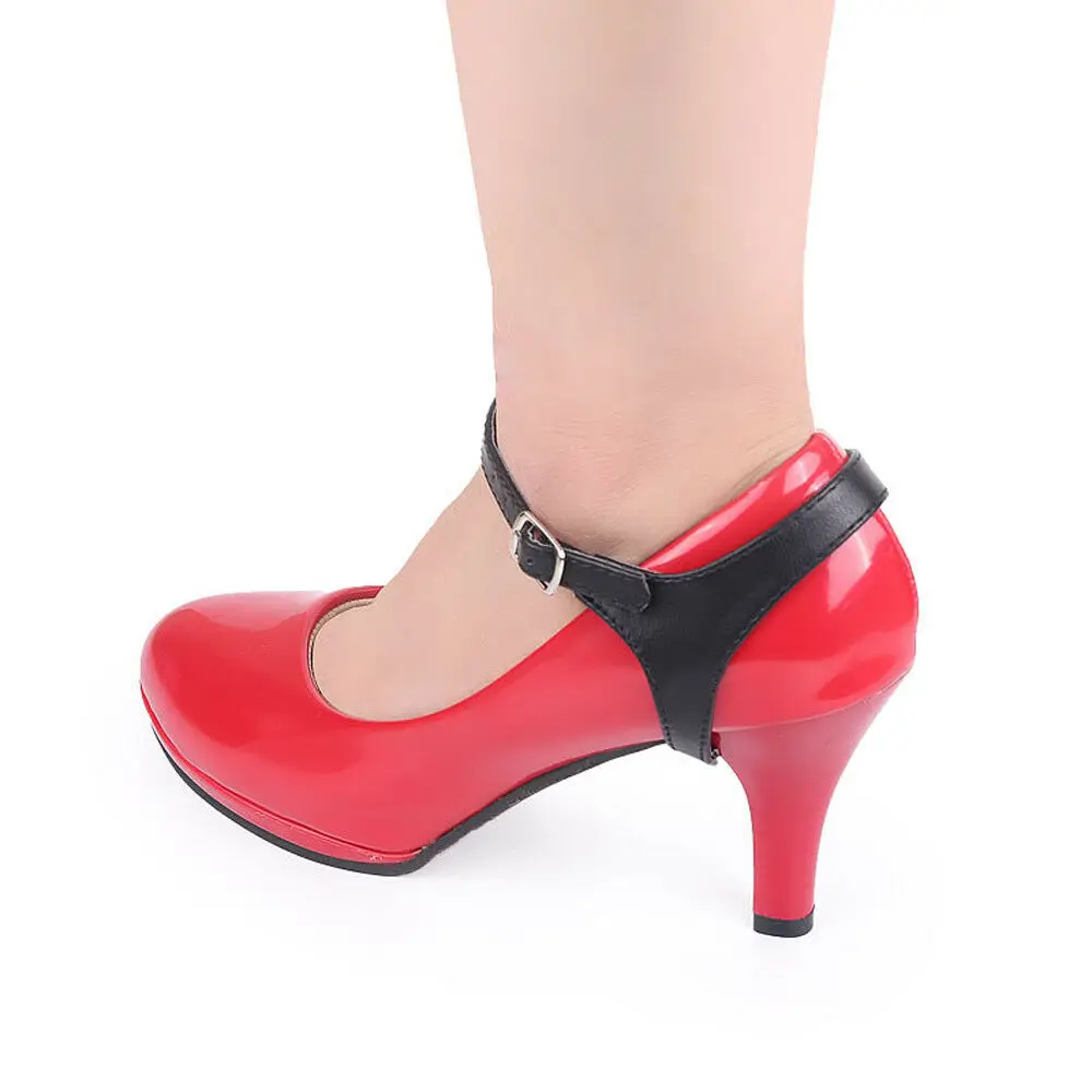 Обувь на высоком каблуке со съемным ремешком на щиколотке из искусственной кожи; нескользящая обувь со шнуровкой