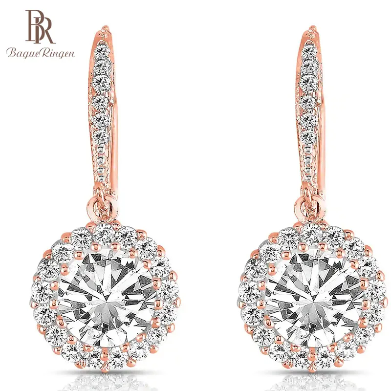 

Bague Ringen silver 925 earrings 3 Color silver diamond earrings for women Drop Dangle Round Earrings Pendant party gift