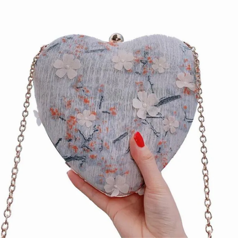 2020 женские сумки через плечо в форме сердца милые кружевные клатчи с цветами для