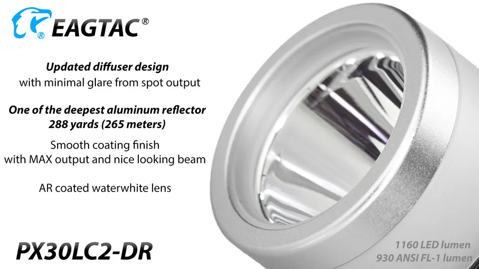 EAGTAC PX30LC2-DR диффузор XPL HI светодиодный 1760 лм USB Перезаряжаемый Фонарик Nichia 219C 18650 в комплекте CR123A Кемпинг чтение