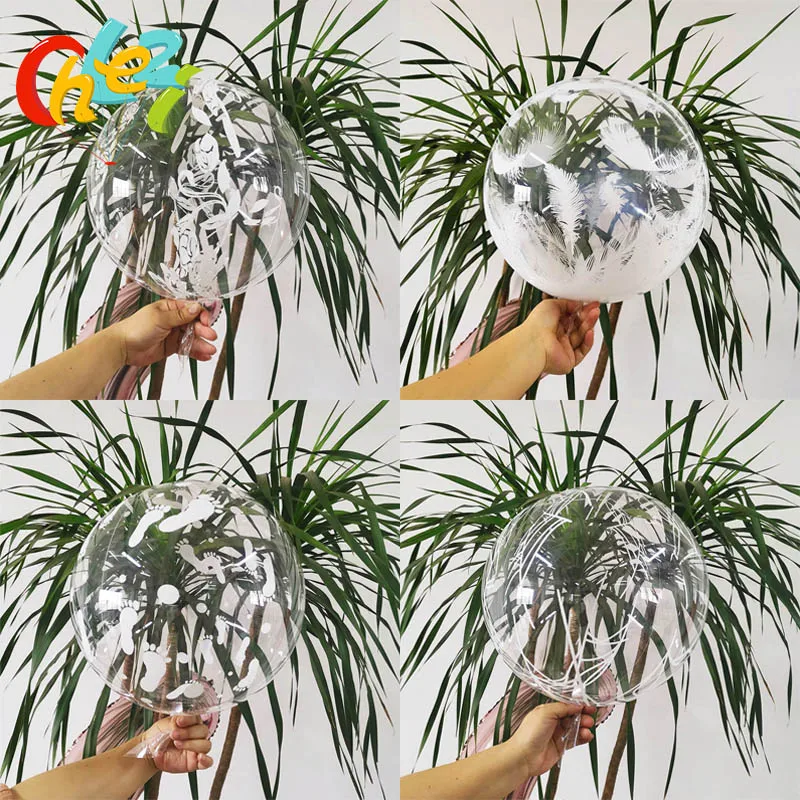 Globos de burbujas con estampado de plumas y flores para niños, decoración para fiesta de cumpleaños, boda, Baby Shower, telaraña, 5 uds.