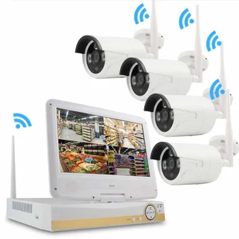 

GUUDGO 4CH 1080P HD Wireless WIFI IP Camera Household Security System NVR Outdoor CCTV IP Camera With 10.1Inch LCD Monitor