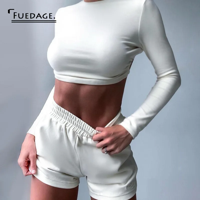 Женский комплект из двух предметов Fuedage однотонный укороченный Топ с длинным
