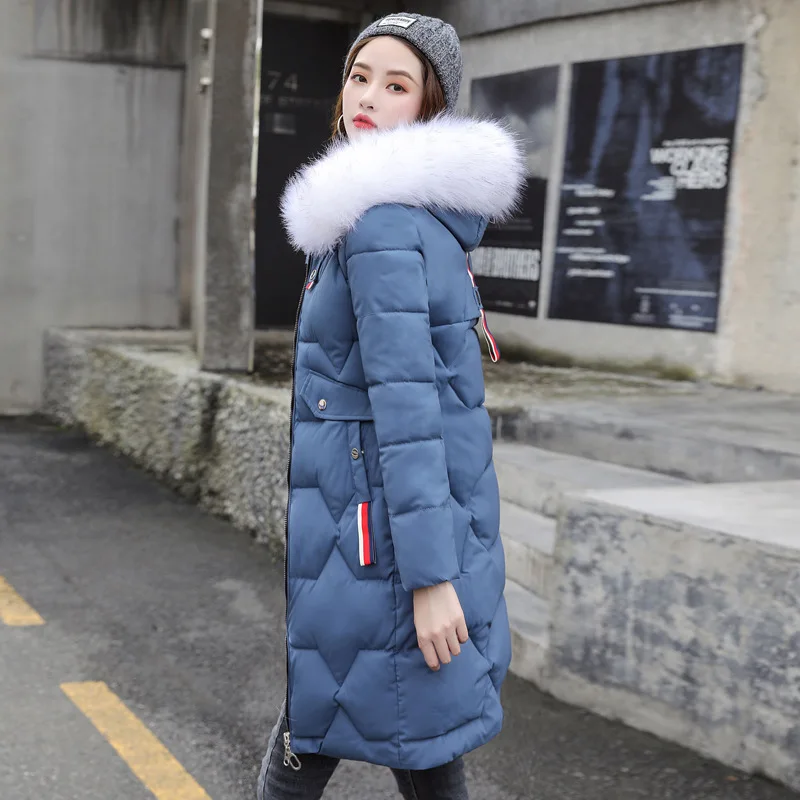 

Cotton-padded Clothes Women's Fashion Super Fire Coat Mid-length 2019 New Style Beautiful Korean-style down Cotton fu da Fur Col