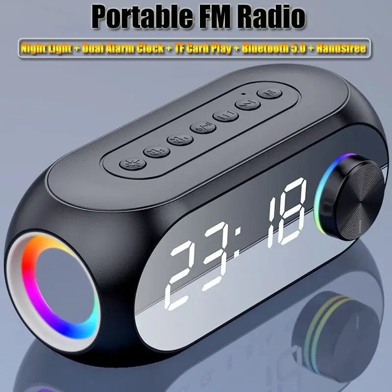 PortableRadioFMReceiverBluetoothSpeakerSurroundSoundMusicPlayerLEDNightLightwith