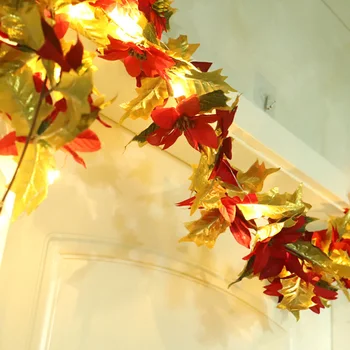 

180cm Artificial Autumn Fall Rattan Garland Hanging Plant Home Party Decor Light String Decor Xmas Noel