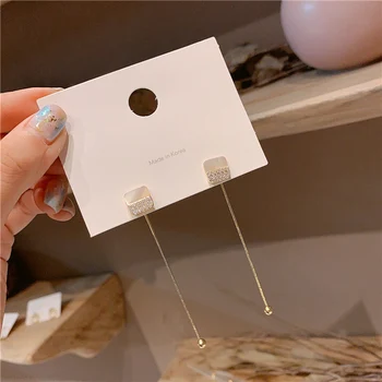 

2020 new Korean version square red long tassel earrings Fashion Simple High Quality Hanging Dangle Trend Fashion Stud Earrings