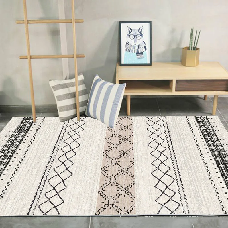 

Home Large Carpet Nordic Living Room Coffee Table Carpet Modern Geometric Bedroom Non-slip Mat Area Rugs