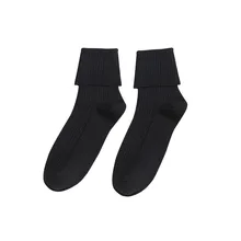 Candy Color Tube Flanging Female Socks 5 Pairs Women Middle Cotton chaussette femme Solid Ladies Warm Preppy Style Women Socks