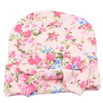 

baby hat Winter Baby Beanies Hat Hats For Girl Boy Floral Print Infant Cap Lovely Bow Newborn Accessories