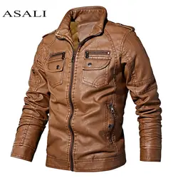 Куртки мужские пальто из искусственной кожи, флисовая куртка с воротником-стойкой, мотоциклетная куртка, Мужская Куртка jaqueta 2019, зимняя