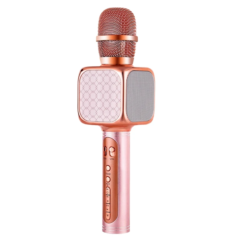 Rose Gold FFYY-SU-YOSD портативный беспроводной микрофон для караоке портативный мобильный телефон караоке плеер USB/TF/Bluetooth караоке машина, Suitabl - Цвет: Rose Gold