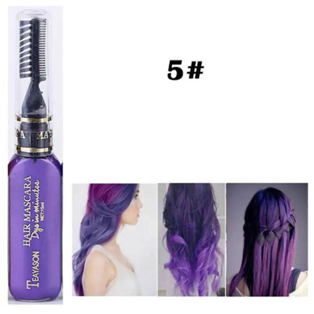 MeterMall 13 Colors One-off Hair Color Dye Temporary Non-toxic DIY Hair Color Mascara Washable One-time Hair Dye Crayons - Цвет: 5 Dark purple
