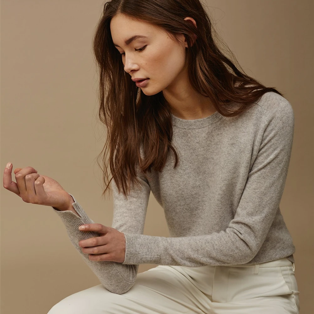 adohon 2020 woman winter 100% Cashmere sweaters knitted Pullovers jumper High Quality Warm Female O-neck Black white cheap top