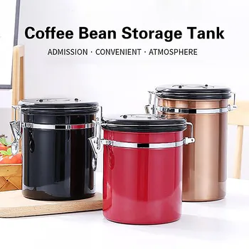

Coffee Container Large Airtight Stainless Steel Coffee Tea Sortage Canister Black Kitchen Sotrage Cans Canister for Coffee Tea