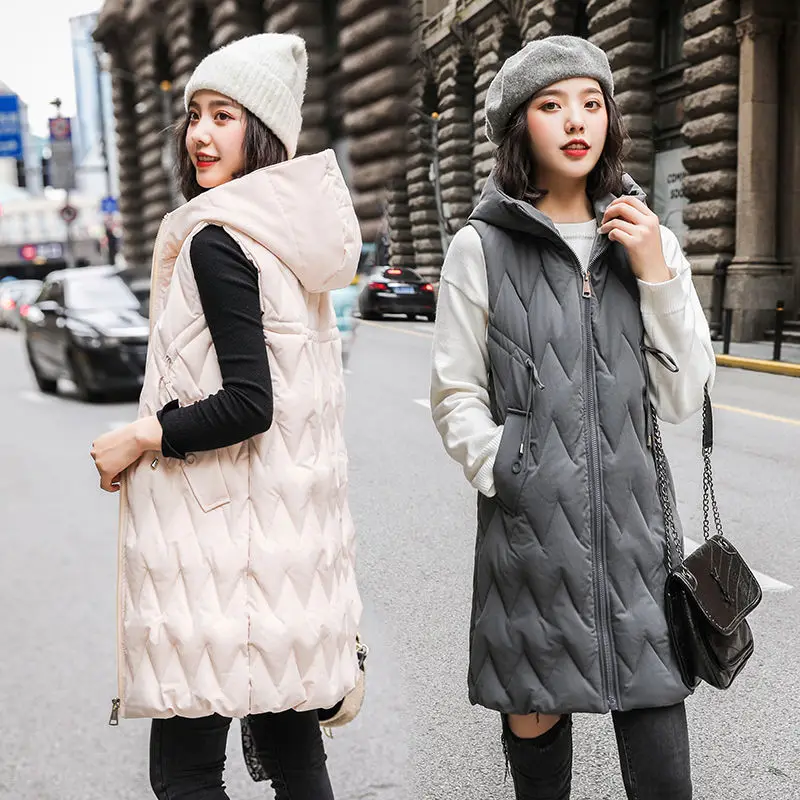 Женский осенне зимний плотный теплый длинный жилет 2020 пуховой из хлопка женская