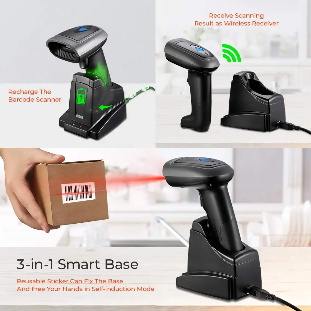 MUNBYN сканер штрих кода Bluetooth 2D qr код считыватель 3 в 1 ручной беспроводной для Android