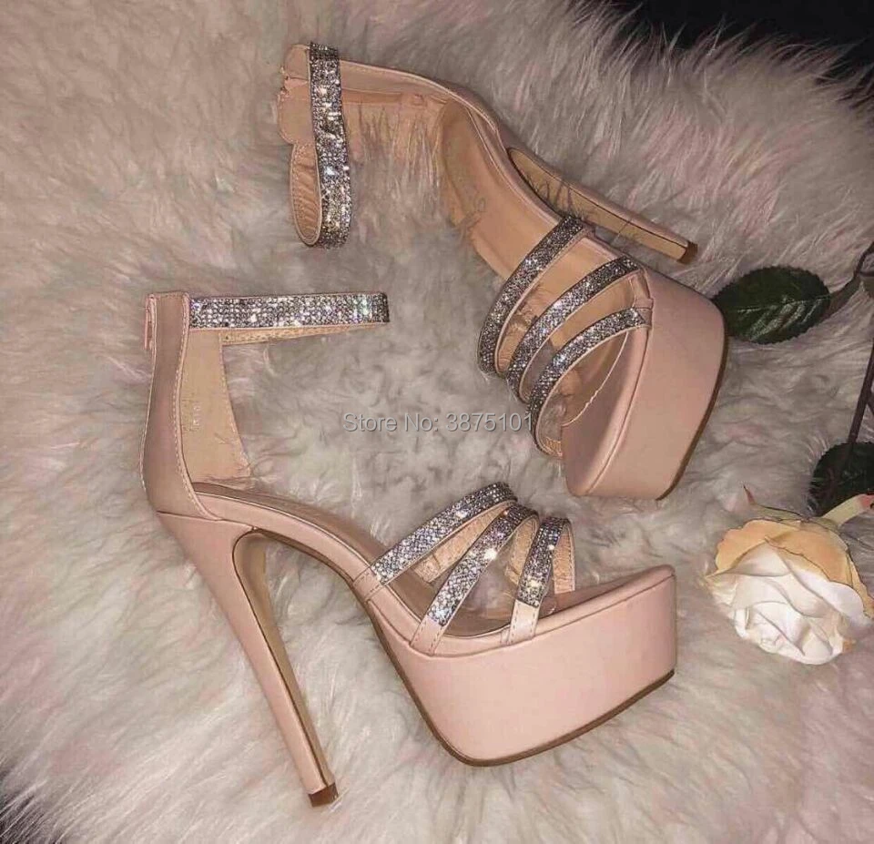 nude bling heels