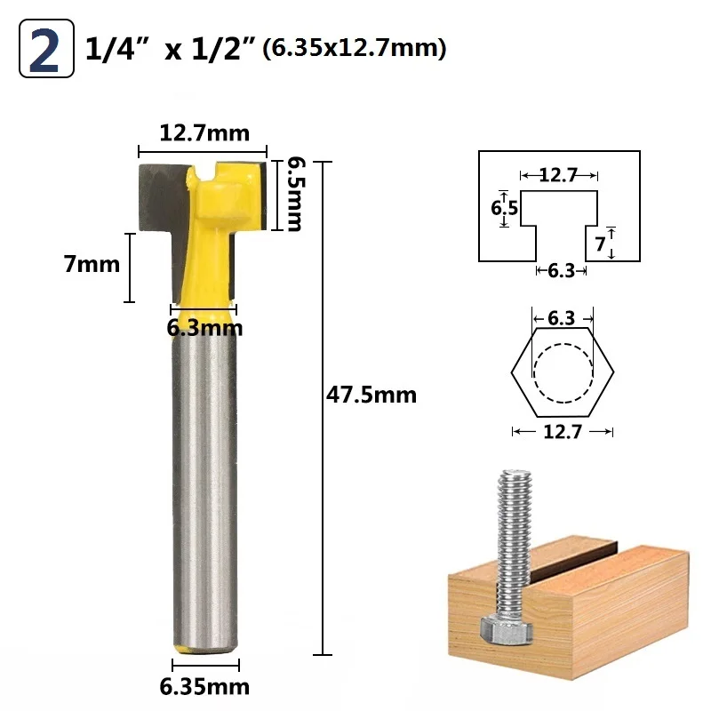 XCAN 4 шт. 1/4 ''хвостовик Т-образные фрезы замок ключ отверстие фрезы Набор бит шестигранный болт т слот фрезы Замочная скважина фрезы