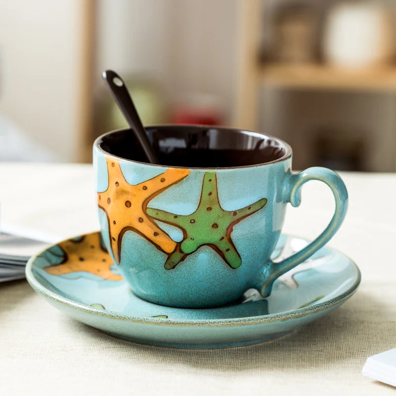Винтажный керамический чайный набор с блюдцем, фарфоровая чашка, стаканчики для горячего кофе, фарфоровые чайные чашки, тазззин, Caffe, домашний декор E5