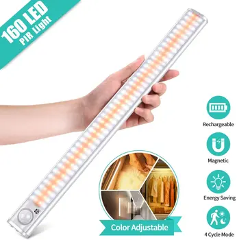 

Cabinet Light Bed Lamp 80/120/160 LED Closet Light With 3 Color Modes USB Rechargeable Motion Sensor Night Light