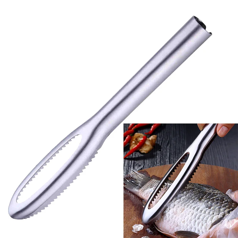 Stainless Steel Fish Scaler Remover Scraper Fish Cleaning Peeler Seafood Fish Scales Removing Kitchen Tool