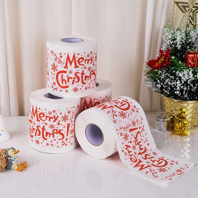 Christmas Toilet Roll Paper Novelty Santa Claus Tree Bath Tissue Napkin Funny Birthday Xmas Party Favors