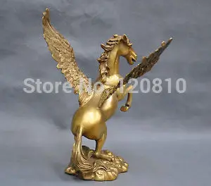 8 ''китайские из чистой бронзы Крылатый Пегас Статуя|Статуи и скульптуры| |