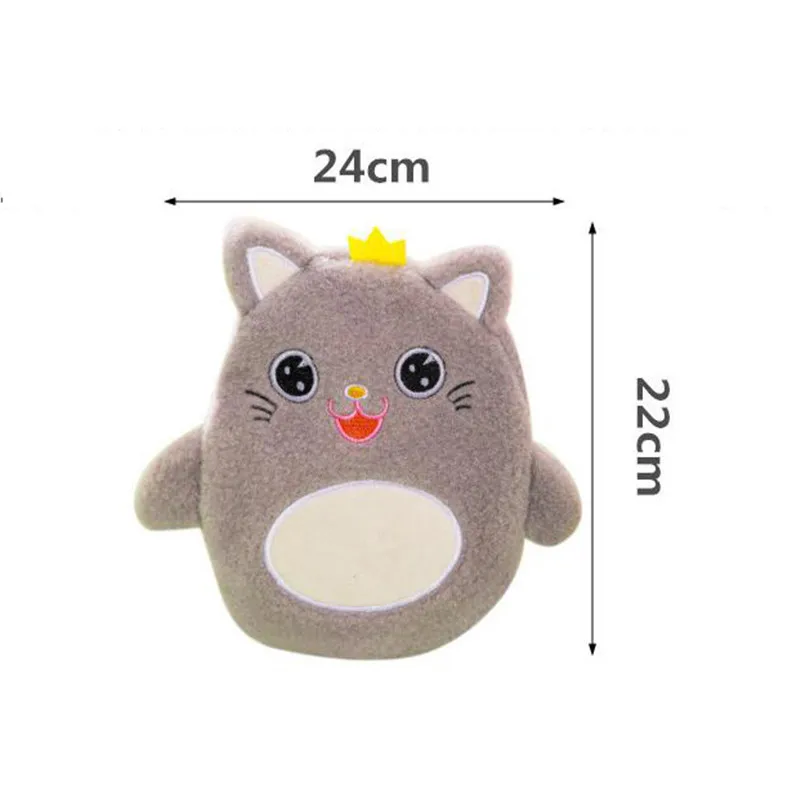 Winter Cartoon Animal Hot Water Bottle PVC Stress Pain Relief Therapy Hot Water Bag with Knitted Soft Cozy Cover Hand Warmer 1pc