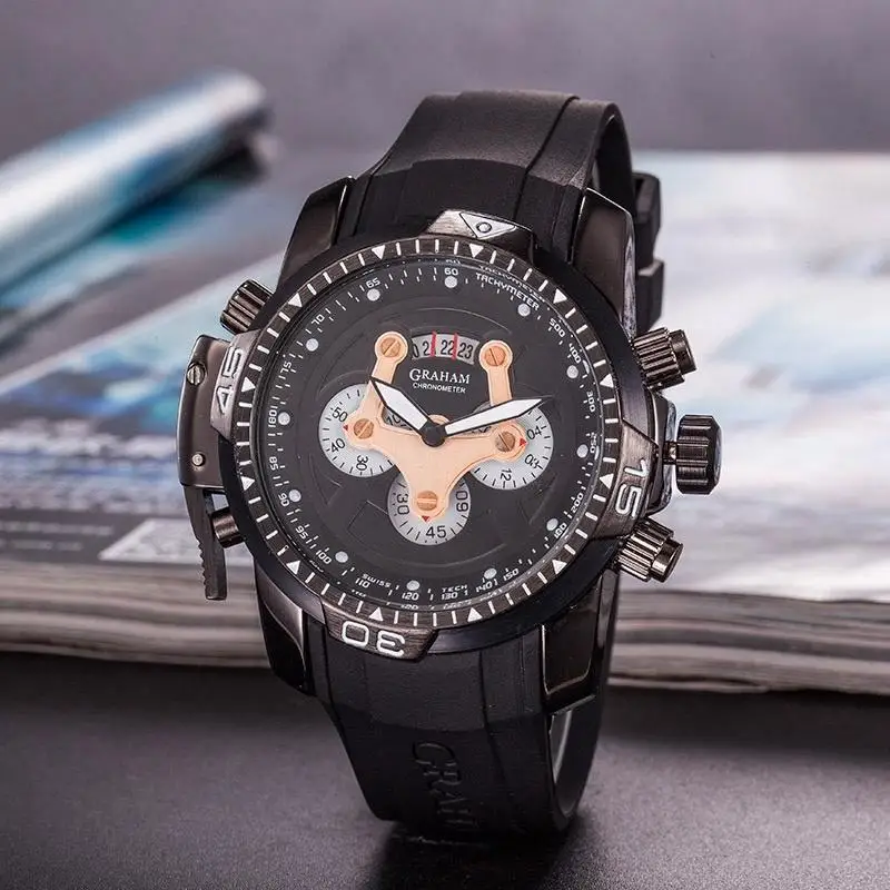

Luxury ladies watch quartz stopwatch features complete, all working hands GRAHAM watch waterproof men and women
