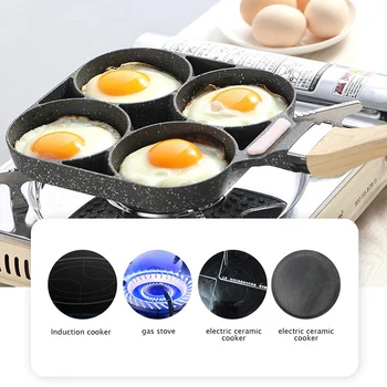 

Four-hole Omelet Pan For Eggs Ham Temperature Instruction Frying Pans Non-stick No Oil-smoke Breakfast Kitchen Cooking Bacon Pan