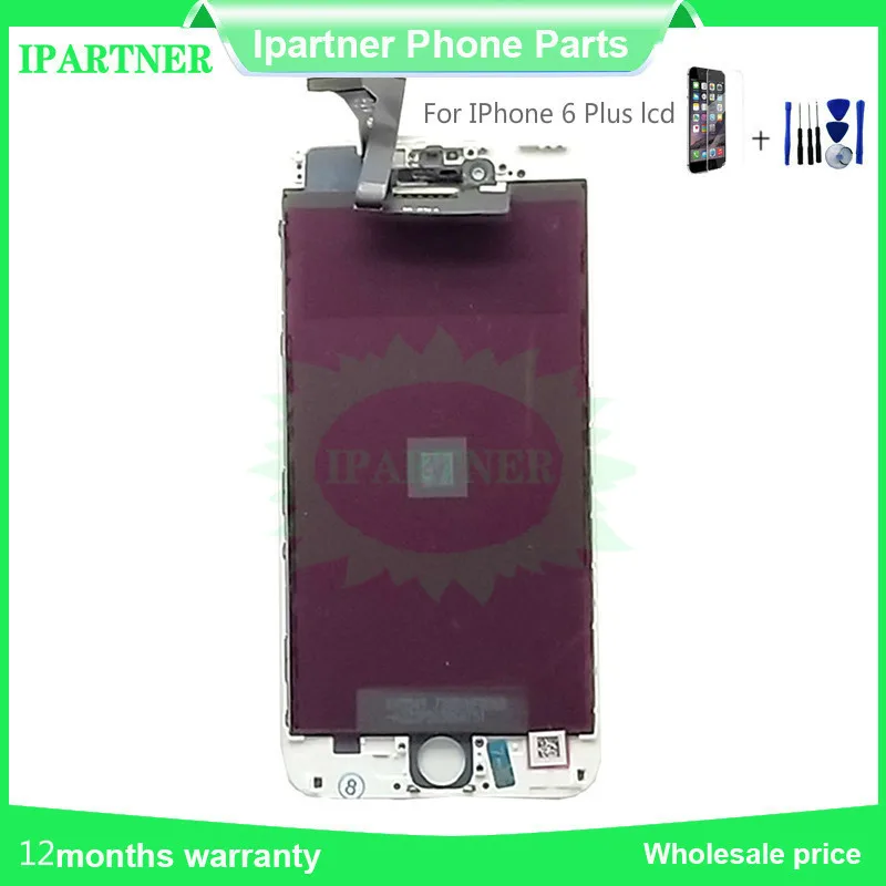5,5 дюймов для huaxing lcd для IPhone 6 Plus дисплей с кодирующий преобразователь сенсорного экрана в сборе запчасти 10 шт./лот с 3M наклейкой качество