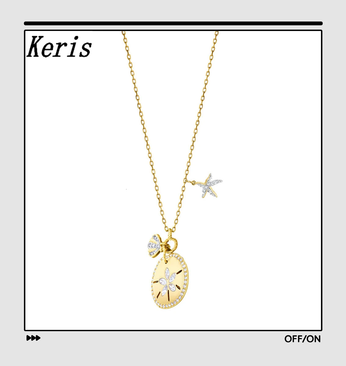 

High quality swa new ocean sandbelt underwater world starfish sparkling crystal shell double jewellery necklace