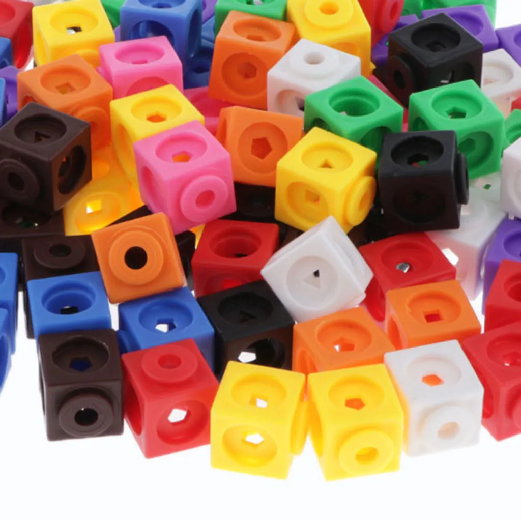 Interlocking Math Link Cubes Blocks Set of 100pcs Kids Early Counting Toys
