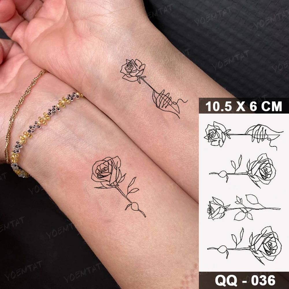 Petit Tatouage Femme Main Tatouage Temporaire Imperméable, Autocollant, Petit Bouquet De Roses,  Linéaire, Noir, Faux Bras, Main, Homme, Femme, Enfant, Paillettes，faux  Tatouage，cute Tatouage Pour Enfants，tatouage Ephemere Femme - Temporaire  Tatouages - AliExpress